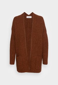 OVERSIZED LONG OPEN CARDIGAN WITH FRONT PATCH POCKETS - Casaco de malha - autumn leaf