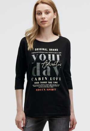 MIT VERKÜRZTEN ÄRMELN UND LABEL PRINT - Langarmshirt - black
