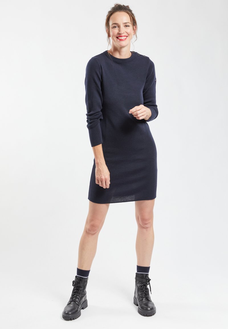 Robe Pull LAMBERTO LOSANI En Laine 100% - Navy Foncé - Manches 3/4 - Taille S - Occasion Excellent état