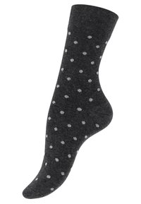 Graham Sock mit weißen Punkten, aus einem weichen Stoff gefertigt. Verfügt über einen gerippten Bund und eine glatte Textur mit einer runden Zehenpartie.