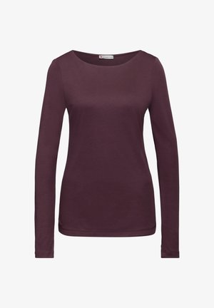Maglia a maniche lunghe in un profondo bordeaux, realizzata in cotone morbido. Presenta un collo rotondo e una silhouette aderente con orlo dritto.