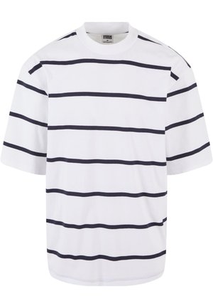 Urban Classics OVERSIZED SLEEVE MODERN STRIPE - Camiseta estampada - white navy