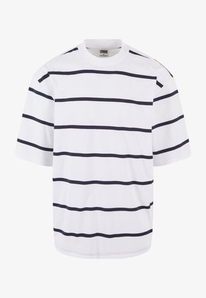 Urban Classics OVERSIZED SLEEVE MODERN STRIPE - Trükipildiga T-särk - white navy