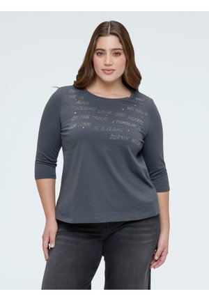 CON LETTERING IN STRASS - T-shirt con stampa - grigio