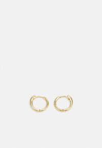 Boucles d'oreilles en or en forme de rond lisse et arrondi. Équipées d'une petite fermeture à charnière, d'une apparence légère et d'une finition polie.