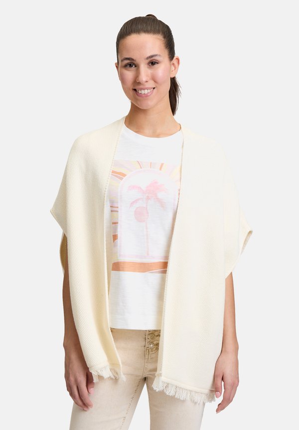 PONCHO MIT STICKEREI - Strickjacke