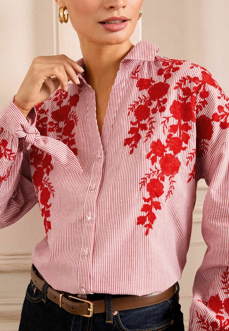Donna T-Shirt Estate Collo A V Manica Corta Rosa-Rosso M - Top Elegante Con Inserti Mesh In Cotone