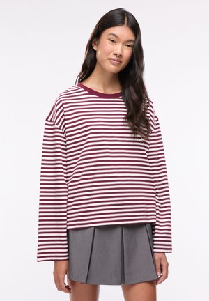 Terranova, T-SHIRT A RIGHE GIROCOLLO - Maglietta a manica lunga - var bordeaux