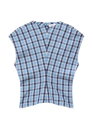 & OTHER STORIES, & OTHER STORIES FUNNEL NECK JACQUARD TOP - Blouse - light blue checked