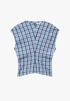 & OTHER STORIES, & OTHER STORIES FUNNEL NECK JACQUARD TOP - Blouse - light blue checked