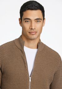 Lindbergh O-NECK STRUCTURE - Tröja med dragkedja - sand mel