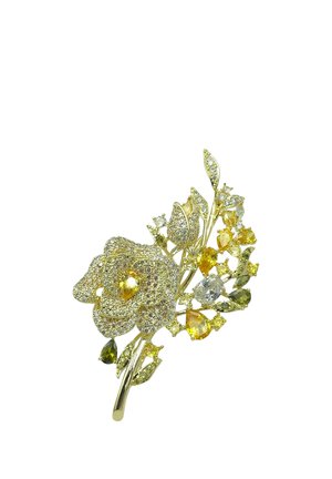 FLORAL SPARKLE - Brosche - gold-coloured/gelb/grün/weiss