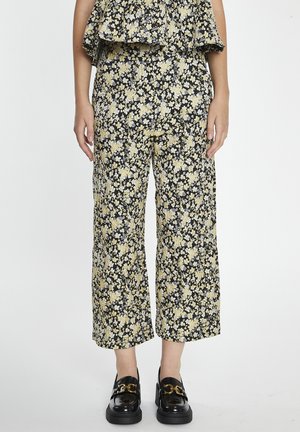 CROPPED - Broek - black yellow brocade