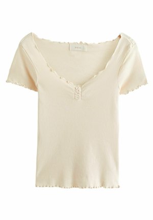 SHORT SLEEVE LETTUCE EDGE - REGULAR FIT - Nyomott mintás póló - ecru