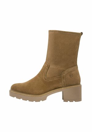Enkellaarsjes met plateauzool - cappuccino