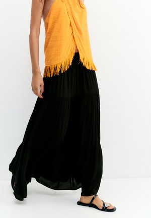 PULL&BEAR PANELLED - MIDI SKIRT - sukňa v tvare A - black
