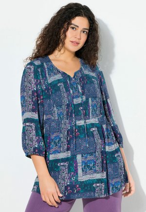 PATCHWORK PRINT SMOCKED  - Blus - petrol