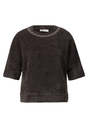Street One, T-SHIRT MIT RUNDHALS UND SCHMUCKSTEINEN - T-shirt imprimé - black coffee