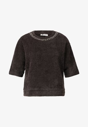 Street One, T-SHIRT MIT RUNDHALS UND SCHMUCKSTEINEN - T-shirt imprimé - black coffee