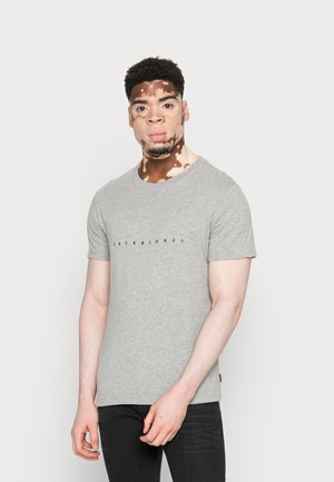 JJFONT - T-shirt con stampa - light grey melange