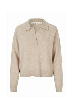 Beezist kootud sviiter, millel on mugav lõige, kaelusega ja soonikkätised. Pehme tekstuur ja minimalistlik disain.