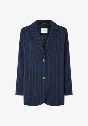 Mornarsko prugasta blejzer iz tkanine z notch reverjem, dvema sprednjima žepoma in gumbi z zlatim tonom. Podloženo notranjost. Redna prileganje.