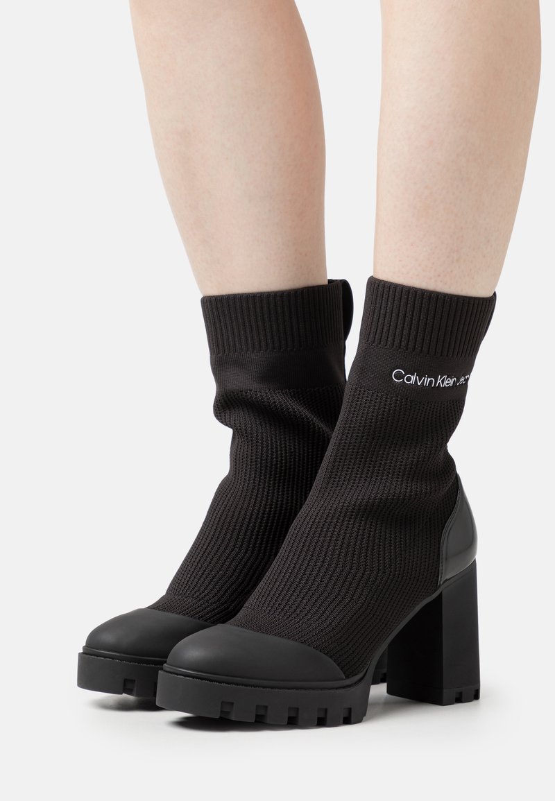 Calvin Klein Jeans PLATFORM KNIT SOCK Platform ankle boots triple