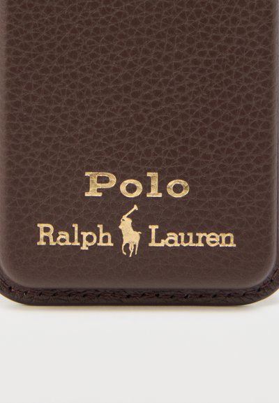 Καφέ πορτοφόλι από δέρμα με υφή, με ανάγλυφο χρυσό λογότυπο «Polo Ralph Lauren» και διακοσμητική ραφή κατά μήκος των άκρων.