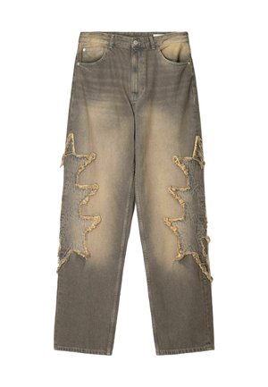 Bershka BAGGY PATCHED - Relaxed fit jeans - mottled dark grey