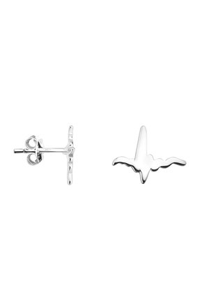 Boucles d'oreilles en argent en forme d'oiseau en vol, avec une finition lisse et polie et un design minimaliste, dotées d'une fermeture à tige.