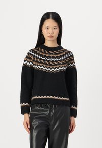 ONLY ONLISLE LIFE O NECK - Pulover - black/cartouche/cloud dancer