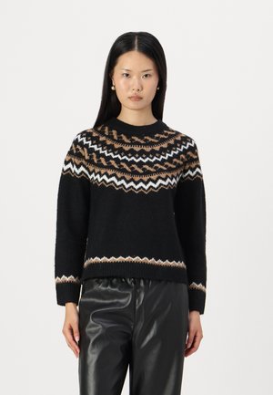ONLY, ONLISLE LIFE O NECK - Jersey de punto - black/cartouche/cloud dancer