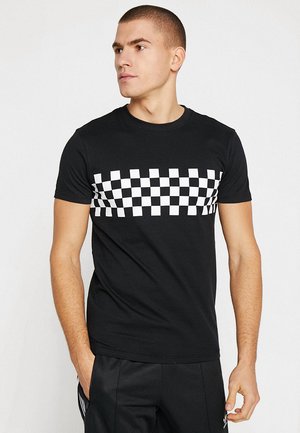 CHECK PANEL - Camiseta estampada - black/white