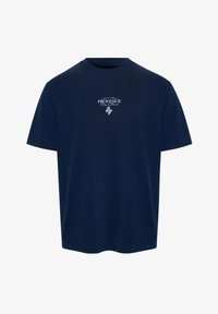 Camiseta de manga corta azul marino con texto blanco "PROVENCE" y pequeño gráfico floral centrado en el pecho.