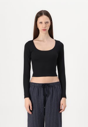 Soft Stretch Seamless Fabric Scoop Top - T-shirt à manches longues - black