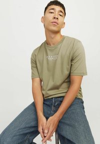 Jack & Jones PREMIUM JPRBLUARCHIE SS CREW NECK NOOS - T-Shirt print - aloe