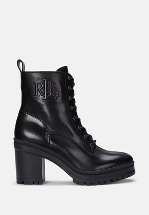 CAMERON BURNISHED LEATHER BOOTIE - Botines con plataforma - black