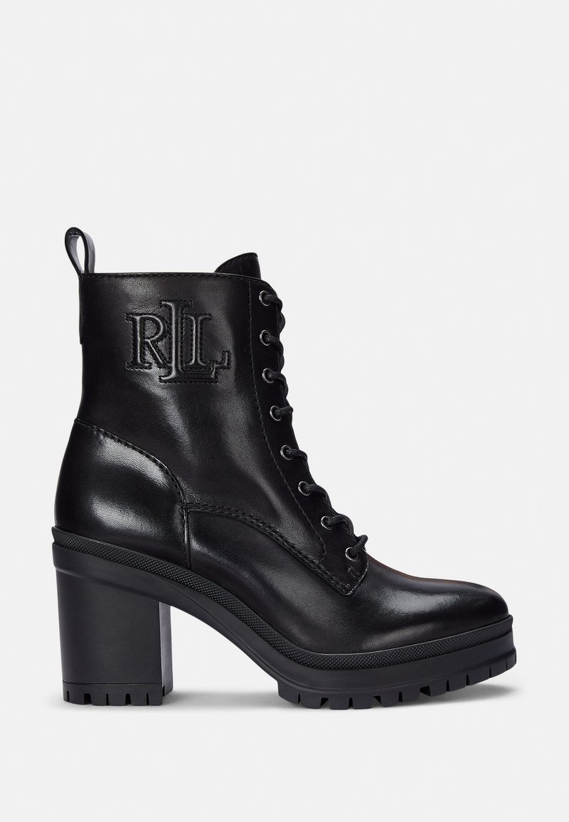 Lauren Ralph Lauren CAMERON BURNISHED LEATHER BOOTIE - Puszābaki ar platformu - black
