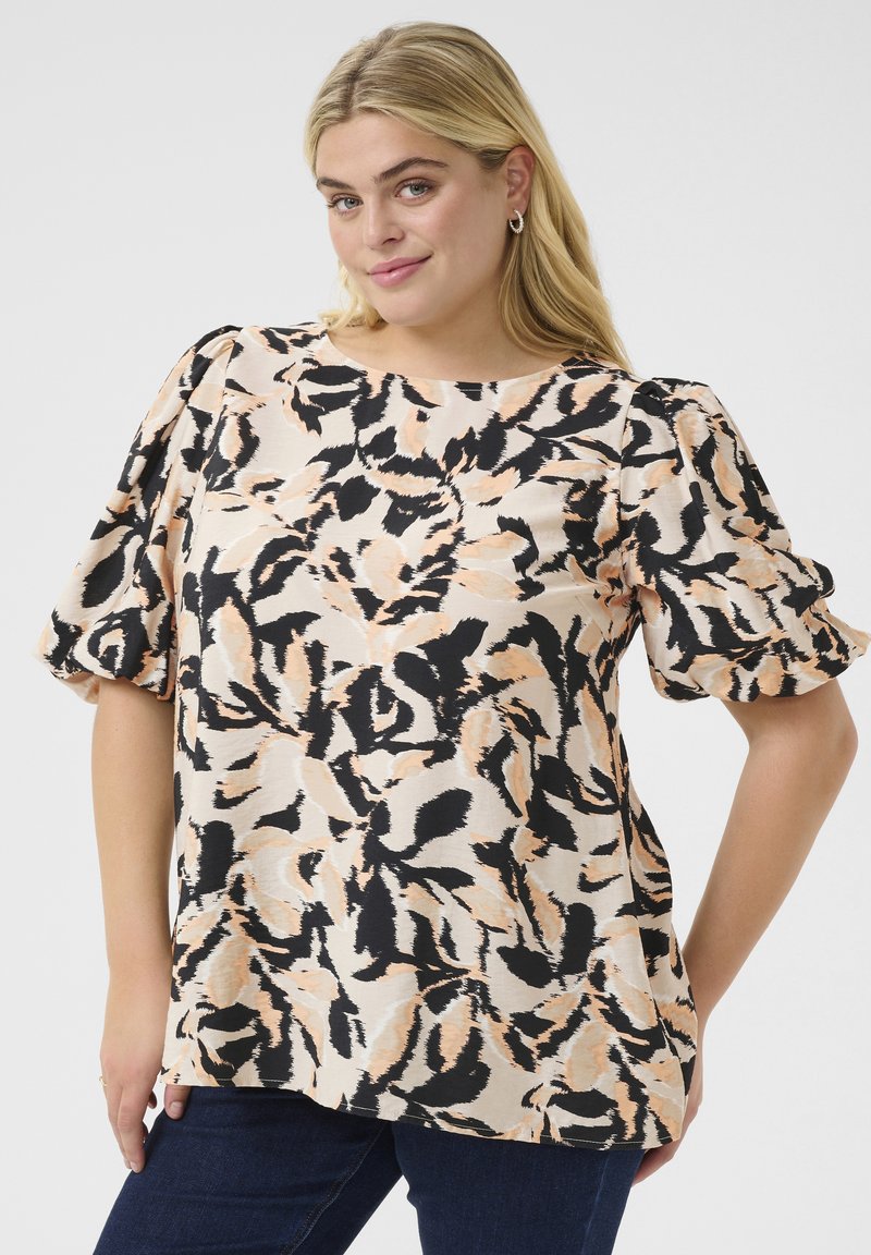 Kaffe Curve KCPACA - Bluse - beige black peach blurry leaf