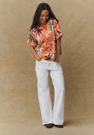 Next REGULAR FIT - SHORT SLEEVE BOXY - Bluza - orange palm print