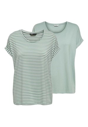 ONLY MOSTER 2 PACK - T-shirt print - jadeite w cd stripes