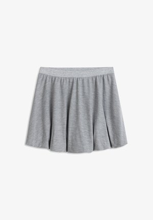 Grijze flared rok van zachte stof, met een geribbelde elastische tailleband en een soepele zoom, ontworpen voor een comfortabele pasvorm.