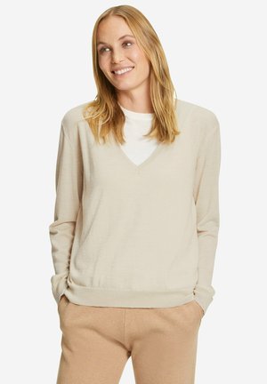 FALKE Basic New Merino V-Neck - Trui - beige mel