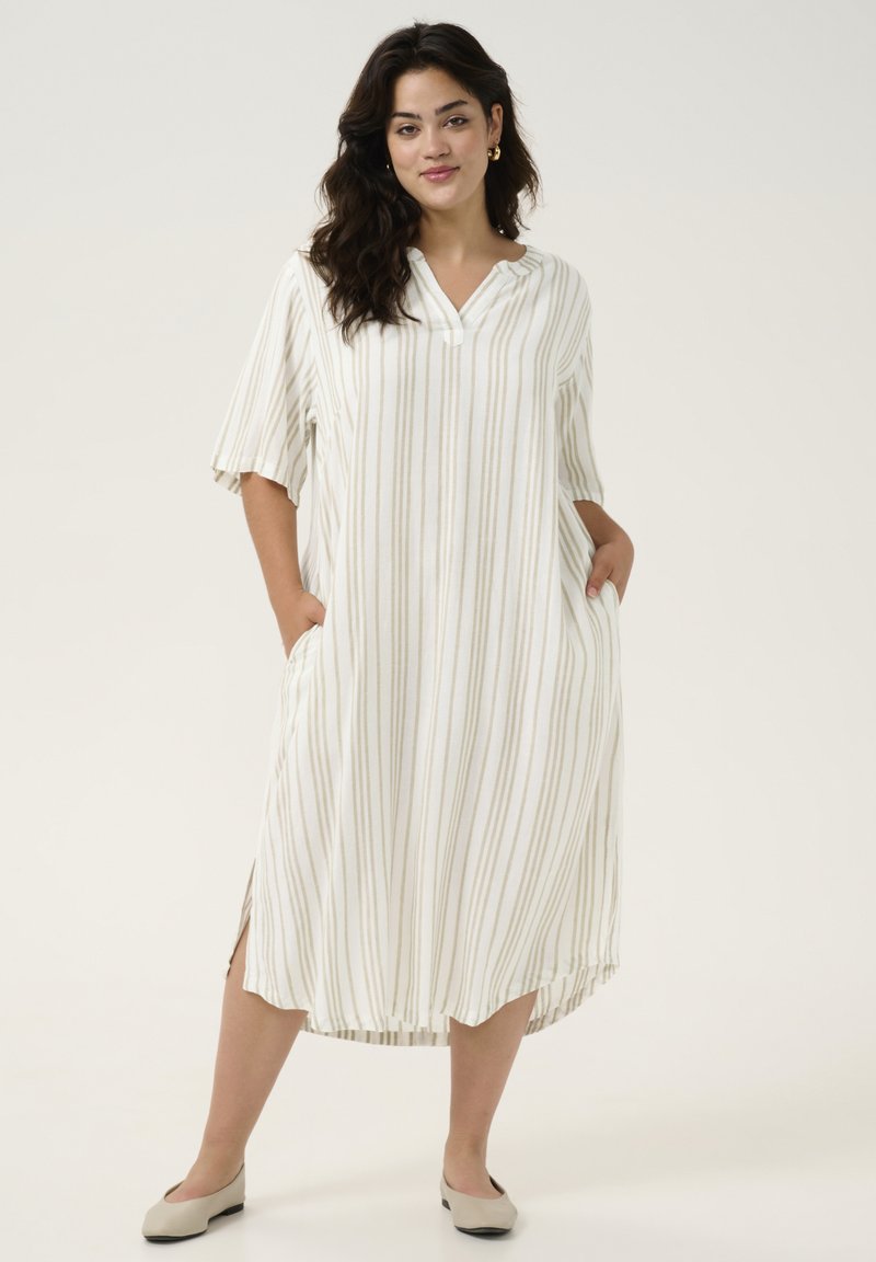 Kaffe Curve KCMILLE - Vestido informal - chalk chinchilla stripe