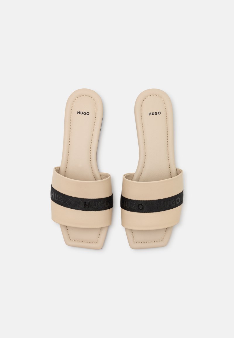 Damen Flache Pantoletten | HUGO LOLA SLIDE Pantolette flach open white/weiß - EP15191 Damen Flache Pantoletten | HUGO LOLA SLIDE Pantolette flach open white/weiß - EP15191