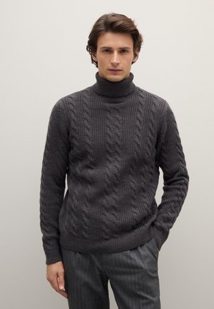 TURTLENECK REGULAR FIT WITH PATTERN - Jumper - grey marl