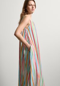 Stefanel LONG SLEEVELESS WITH STRIPES - Maxi-jurk - verde rosso