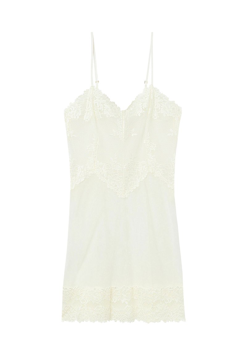 Chemise De Nuit Blanche Dentelle Florale - Taille L - Sans Manches - Neuf Sans étiquette