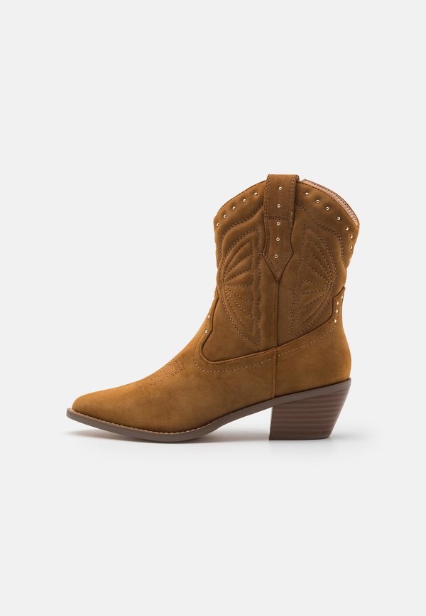 Cowboy/biker ankle boot - cognac