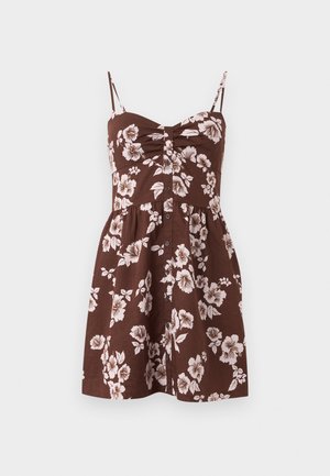 Hollister Co., BARE BUTTON THROUGH MINI - Robe de jour - brown